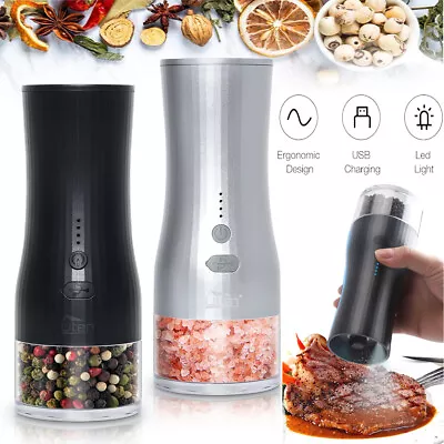 Electric Salt And Pepper Rechargeable Grinder Adjustable Coarseness With Light • £22.99