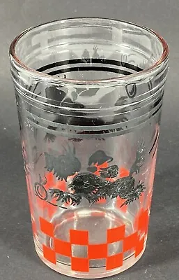 Vintage Juice Glass Black Scottie Dog Swanky Swig Red Checkered Hazel Atlas Gift • $10