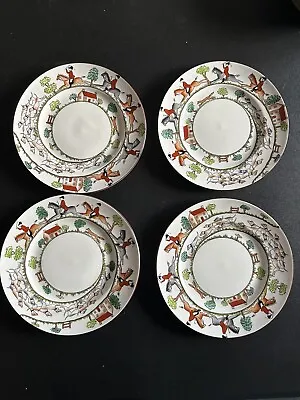 4x Wedgwood Hunting Scene Salad Plates 8 1/8  Diameter Vintage 1990's • $185