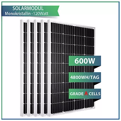 120W 360W 480W 600W Mono Solar Panel 12V Off Grid RV Power Caravan Charger Boat • £85.78