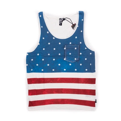 SoulStar Mens American Flag Chest Pocket Jersey Vest Tank Top Sleeveless T-shirt • £7.99