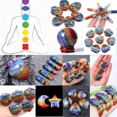 Natural 7 Chakra Stones Crystal Quartz Energy Pocket Decor Reiki Healing Gift • £5.51