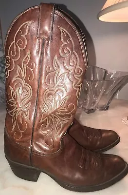 Vintage JUSTIN Men's Cowboy Boots  Leather WESTERN Rodeo 7C 48948 L4137 • $49.99