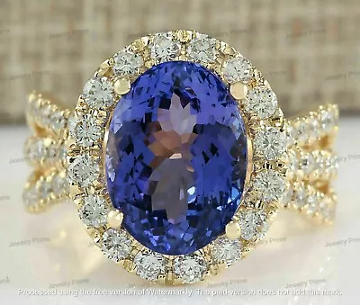 2Ct Oval Cut Simulated Tanzanite Engagement Ring 14K Yellow Gold Plated Silver • $87