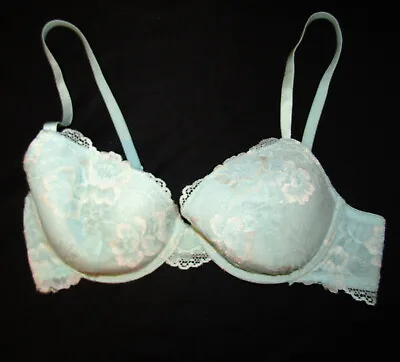 Vassarette PADDED BRA 34B FLORAL Green LACE Push Up 75-260 • $19.99