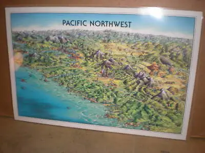 Laminated Poster Map Pacific Northwest - Unique Media Artistic Illustration Map • $19.95