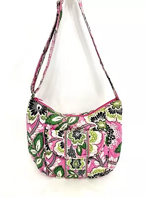 Vera Bradley Priscilla Pink Green Black Floral Print Quilted Crossbody Bag Purse • $21.20