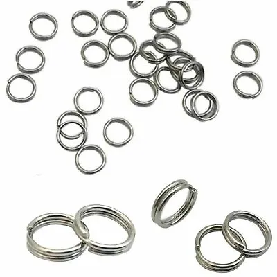 £1.69 • Buy Split Ring Keyrings 10mm Thick Strong STAINLESS STEEL Key Chain Links Rhodium