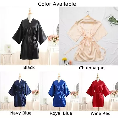 Mens Satin Silk Pajamas Kimono Bathrobe Robe Dressing Gown Pjs Home Loungewear • £11.76