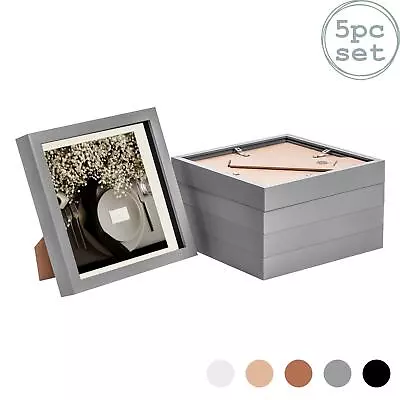 £21.99 • Buy 5x 3D Box Photo Frames Picture Display 8 X 8  With 6 X 6  Mount Grey/Ivory