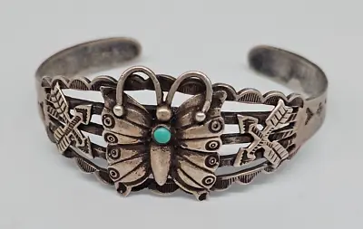 Vintage Navajo Turquoise Bracelet With A Butterfly 6 1/2  • $149