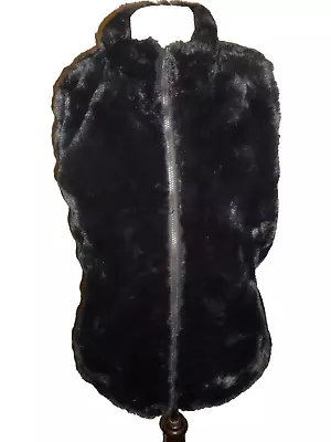 Nicole Miller Original Puffer Vest Womens Faux Fur Reversible Black Full Zip S • $15.82