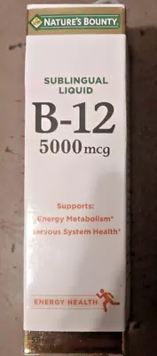 Nature's Bounty B12 5000mcg Sublingual Liquid Energy Metabolism Support 8/2025 • $13.99