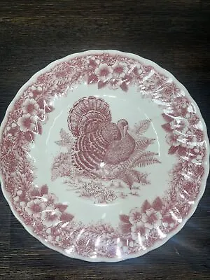 Queens Myott Factory Archive Illustrations Thanksgiving Salad Plate 8  Pink (1) • $19.99