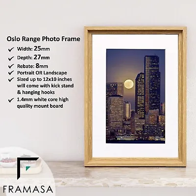 Oslo Style Picture Frames Photo Frame Poster Frame Wall Frames With White Mount • £12