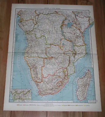 1914 Antique Map Of South / Central Africa / German Colonies Tanzania Namibia • £23.65