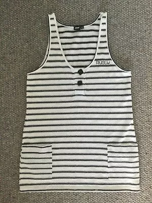 RUSTY Black White Striped Short Beach Dress Size 12 - Like NEW - FREE POSTAGE • $19.95