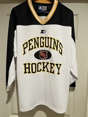 $120 • Buy Vintage 90s Pittsburgh Penguins NHL Hockey White Practice Jersey | Size Large