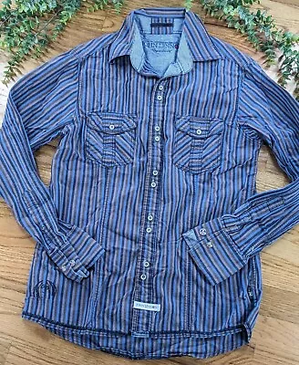 JOHN LENNON🇬🇧English Laundry S Long Sleeve Button Shirt Striped UK Beatles Men • $26.95