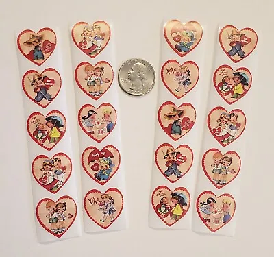 20 Vintage Style Valentine Stickers/heart Stickers/heart Labels/heart Seals  • $1.99