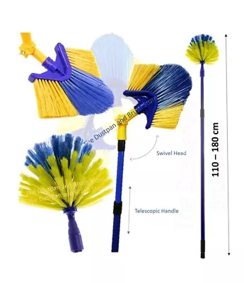 Extendable Cobweb Brush Adjustable Angled Feather Duster Long Telescopic Handle • £8.95