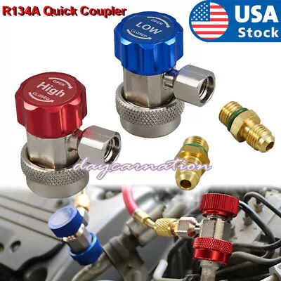 2PC A/C R134a Quick Connector Adapter Coupler High/Low Manifold Gauge Auto Set • $15.99