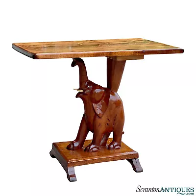 Vintage African Mahogany Carved Elephant End Table • $525