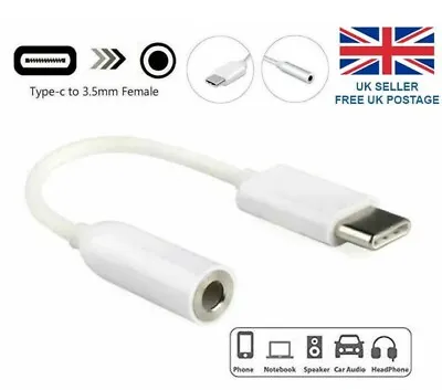 USB Type C To 3.5mm AUX Audio Headphone Jack Cable Adapter All Samsung Type-C • £2.99