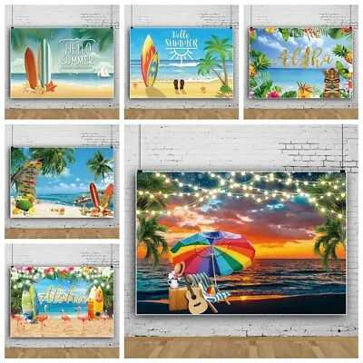 Beach Summer Background Cloth Vinyl Backdrop Studio Landscape Photography Props • $65.79