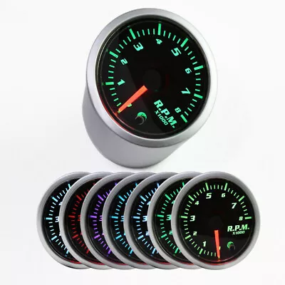 2  52mm Car Tacho Tachometer Gauge Chrome Aluminum Housing 7 Color LED Display • $21.15