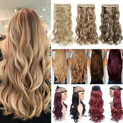 $3.59 • Buy Real THICK Clips In One Piece Hair Extensions As Human Curly Blonde Hairpiece US