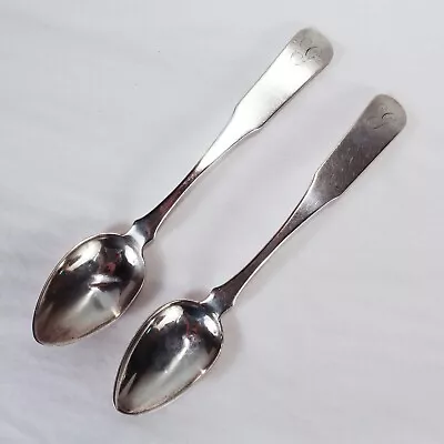 Pair Early 19th Century Southern Coin Silver Spoons By J Gaither - Virginia • $335