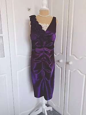 Royal Purple Party Dress Size 10/12 • £20