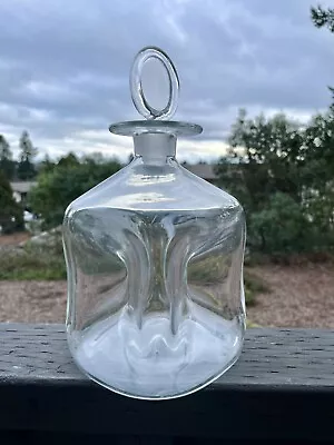 Vintage Glass Decanter Clear Square With Stopper Unmarked Maker Unknown  • $45