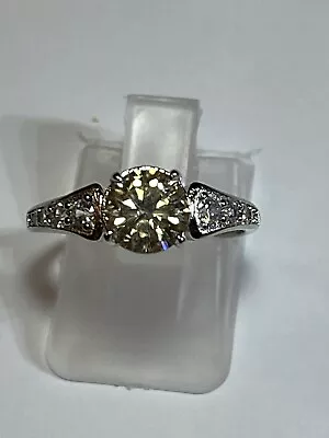 925 Sterling Silver 1 Carat Golden Yellow Tint Moissanite Diamond Band Ring • $24.99