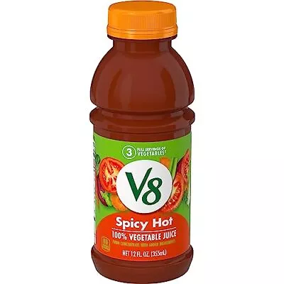 V8 Spicy Hot 100% Vegetable Juice 12 Fl Oz Bottle (Case Of 12) • $42.79