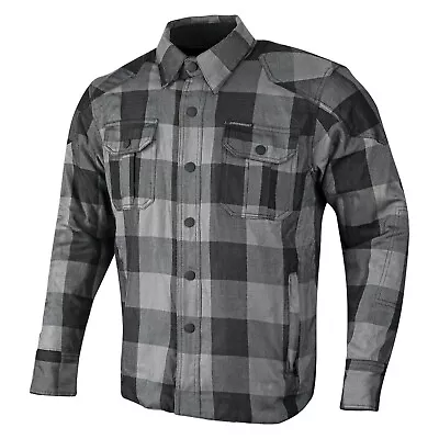 Mens Motorcycle Motorbike Flannel Lumberjack Shirt Lined With Kevlar CE Armour • $105.36