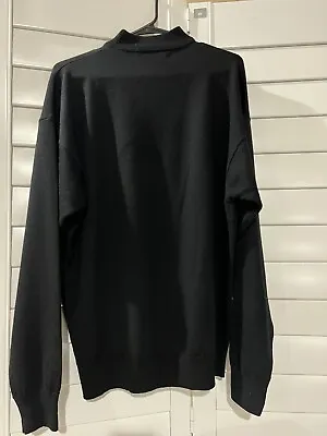Vintage Bacharach 100% Merino Wool Sweater Large Men’s  Black Made Italy Jumper • $17.28
