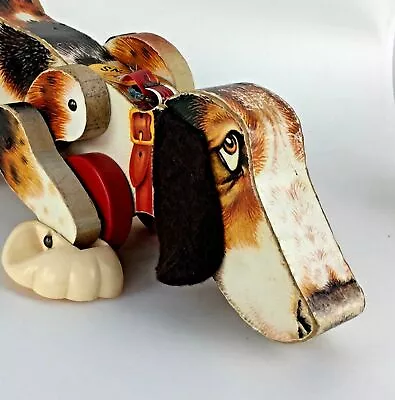 1961 Fisher Price SNOOPY DOG Pull Toy 181 Vtg Wood Toy Beagle Kid Boy Girl Gift • $87.47