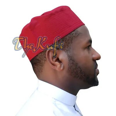 Kufi Prayer Cap Plain Maroon Handmade Pleated-top Fabric Peci Hat Islamic Topi • $9.99