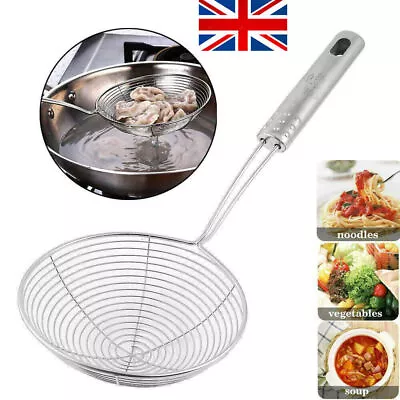 Ladle Spider Skimmer Kitchen Utensil Stainless-Steel Mesh Strainer Fry Spoons UK • £4.37