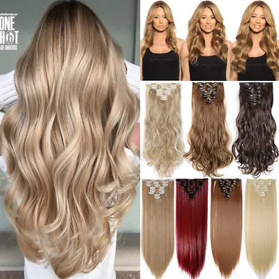 £15.80 • Buy Real Long 100% Natural Extensions Clip In HAIR EXTENTIONS 18 Clips On As Human