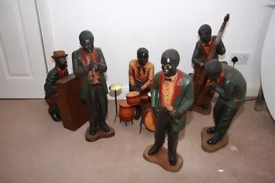 Antique Fibreglass Black American Vintage 6 Piece Jazz Band Large Figurines  • £565