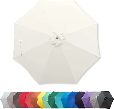 9ft 8 Ribs Patio Garden Market Replacement Umbrella Canopy - Off White • $38.50