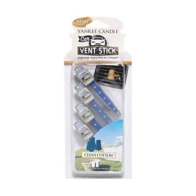 Yankee Candle Car Vent Stick Air Freshener Freshner Scent 4pcs - CLEAN COTTON • £7.50