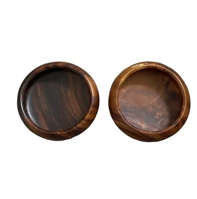 Set Of 2 Dark Mahogany Wood Vintage Bowls Home Decor Accent Vintage Snack Bowl • $26.99