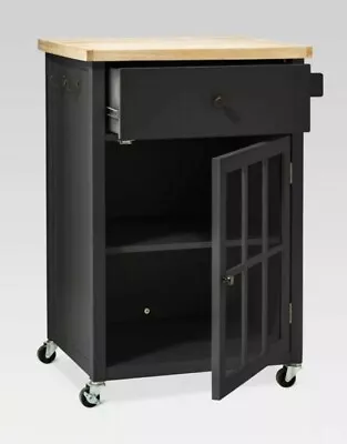 Threshold Windham Wood Top Kitchen Rolling Cart - Black  • $264