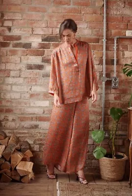 One Hundred Stars Floral Paisley Orange Palazzo Pants M/L • £10.50