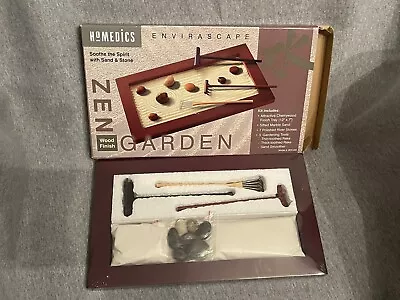 Mini Zen Garden Kit Tabletop Decor Meditation Sand Rocks Rake Tray Open Box • $16.50