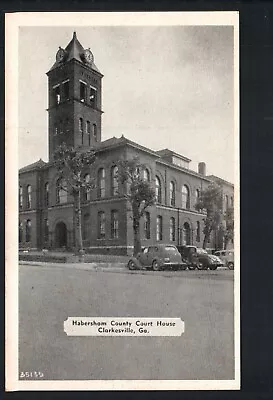 CLARKESVILLE GA * HABERSHAM COUNTY COURTHOUSE * UNPOSTED VNTGE 1940s LITHOGRAPH • $6.95